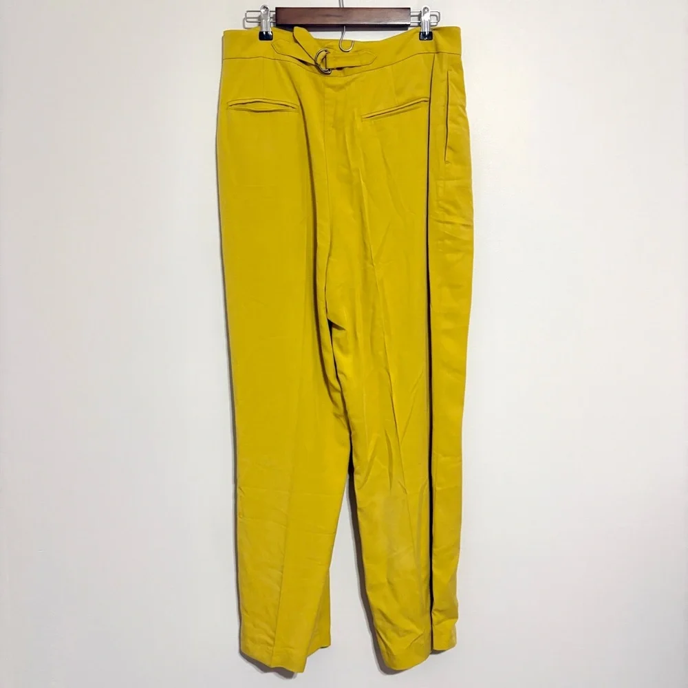 Free People Gabbie Vest Suit Set Bitter Oil Yellow Mid Rise Pant NEW Size 12 NWT